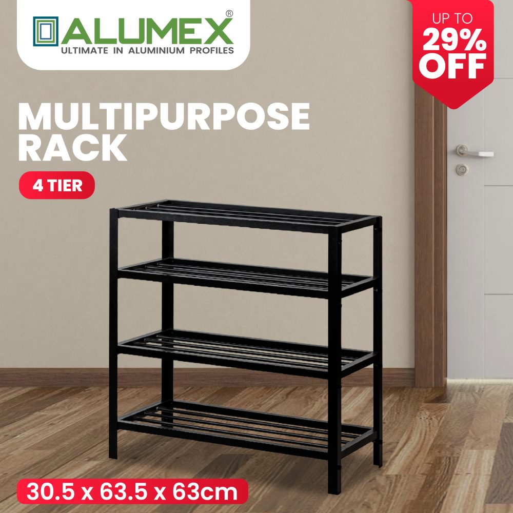 4-tier multipurpose aluminium rack by Alumex