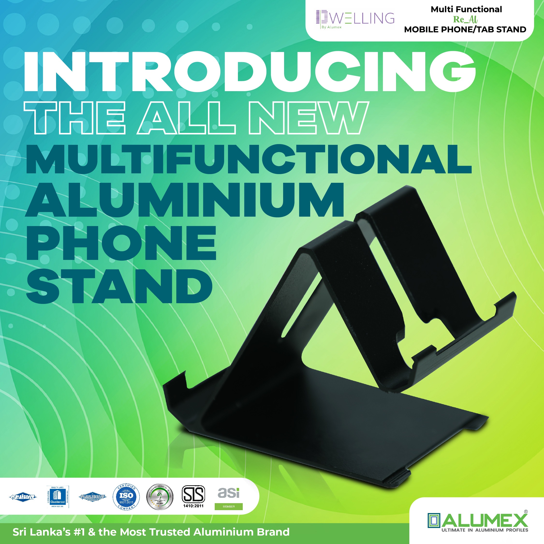 Multifunctional aluminium phone stand by Alumex
