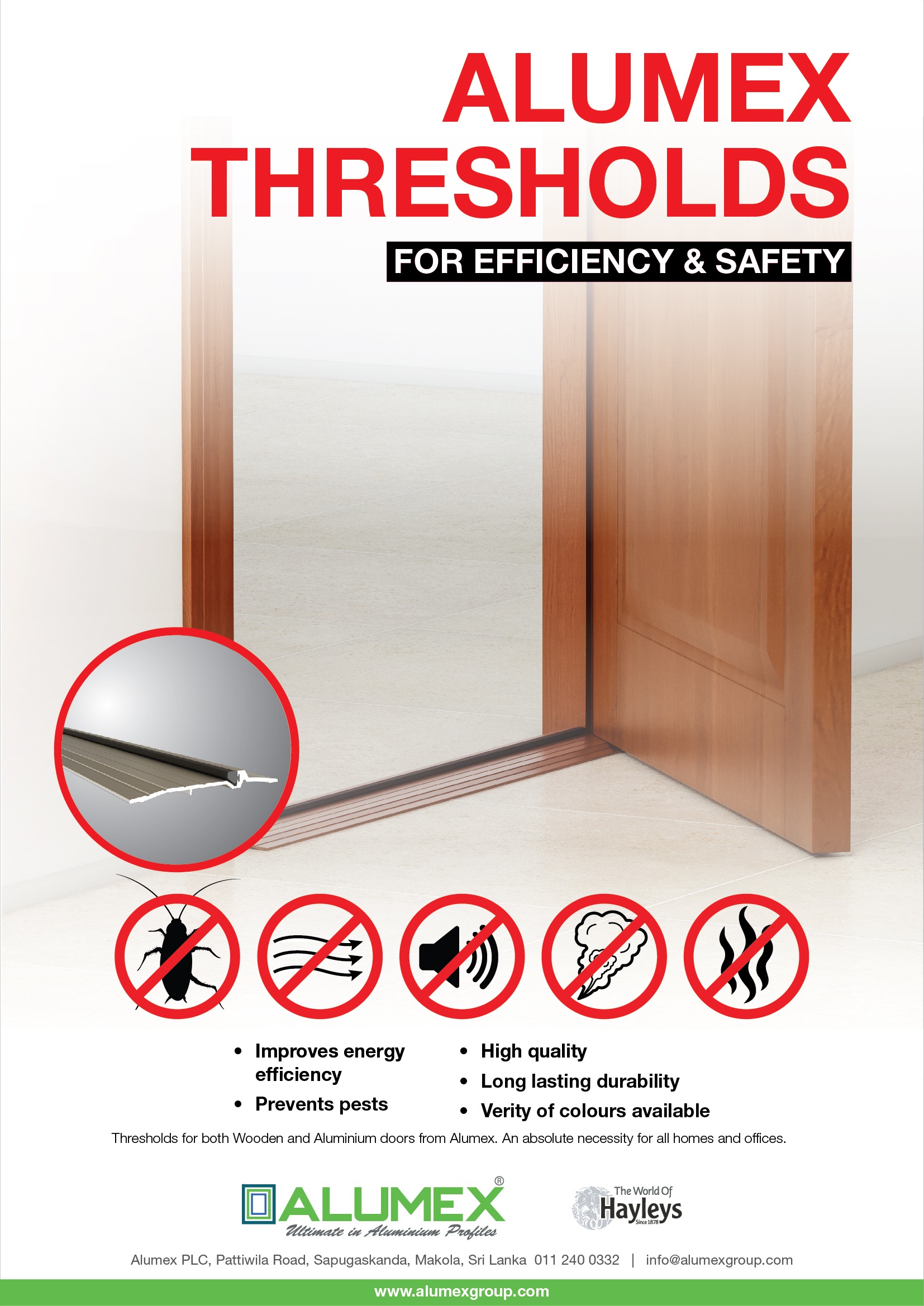 Aluminium door threshold for enhanced durability and design