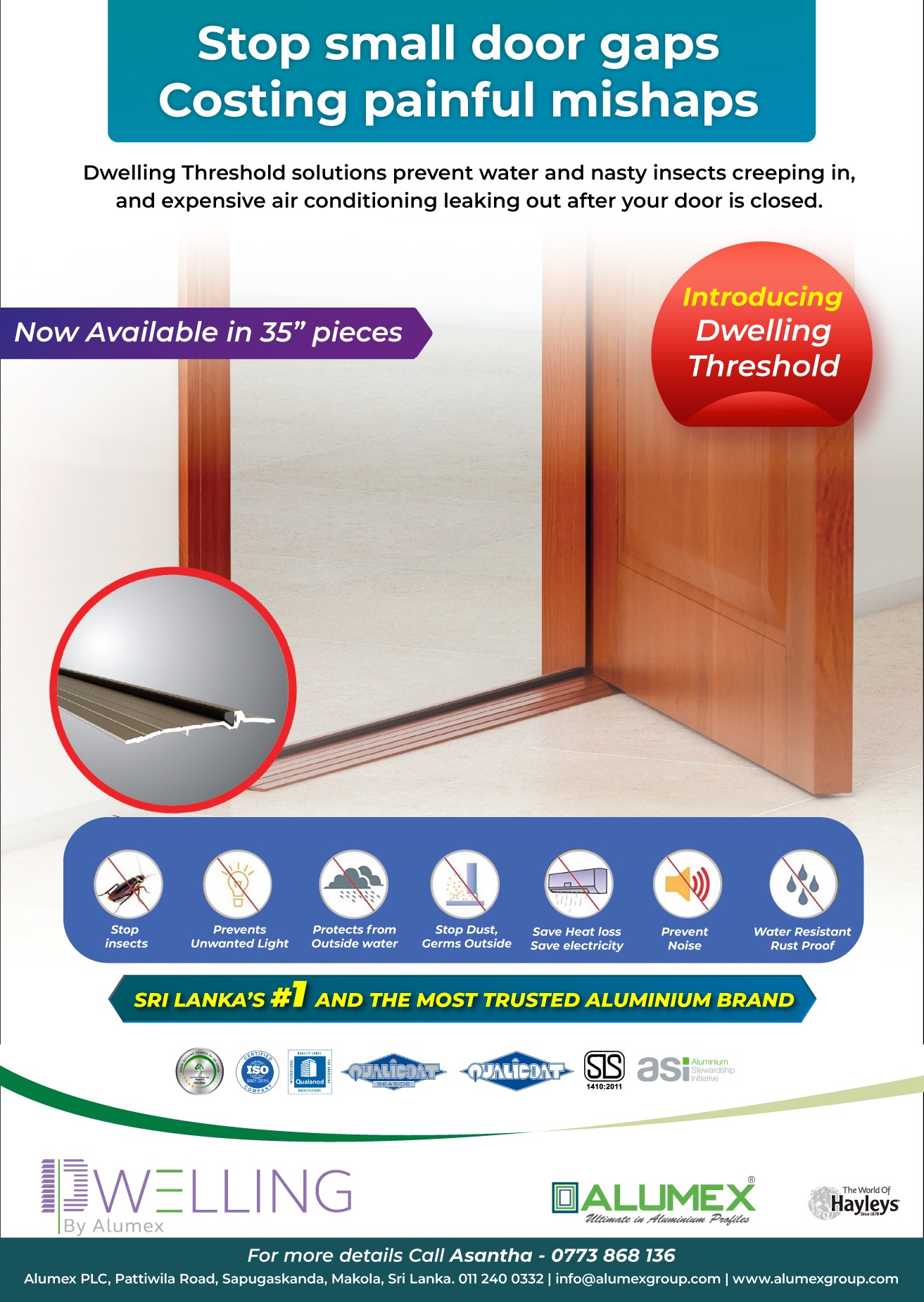 Aluminium door threshold for enhanced durability and design
